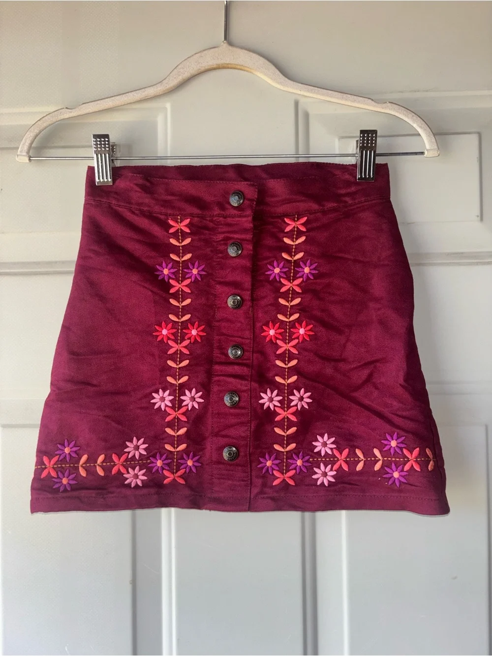 Gymboree burgundy embroidered skirt size 7 girls